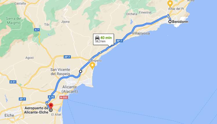 How to Get from Alicante Airport to Benidorm