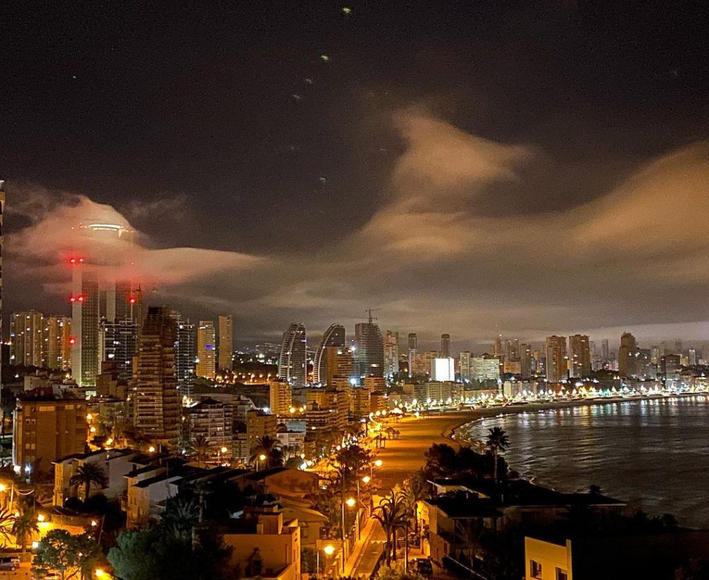Poniente beach at night